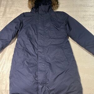 The North Face Girls/ Women’s  Navy Blue Puffer Coat with Faux Fur Hood